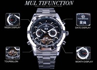 Forsining Tourbillon Uhr Herren Automatische mechanische Skelett Zifferblatt Herren uhren Luxus Auto Date Chronograph Armbanduhr Herren