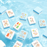 Mahjong Américain Flottant Amusant pour l'Été, Tuiles Jaunes et Vertes Rafraîchissantes, Blocs de Jeu Colorés pour Fêtes au Bord de la Piscine