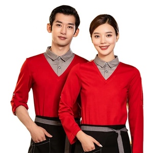 Fábrica Camarera Camarero Servidor Catering Hotel Restaurante Café Pub Bar Camisa <span class=keywords><strong>de</strong></span> manga larga <span class=keywords><strong>Camisetas</strong></span> Uniforme elástico Camiseta - Product Image 2
