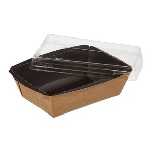 Boîte d'emballage alimentaire en papier kraft personnalisable OEM professionnelle, jetable et recyclable, pour salades, burgers et bentos - Product Image 1