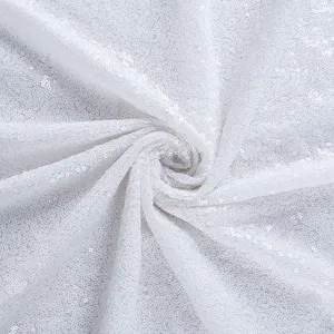 高品质刺绣薄纱婚礼装饰舞台背景布3毫米白色亮片刺绣蕾丝闪光面料