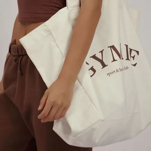 Bolsas promocionales personalizadas de lona de algodón liso en blanco bolsas de algodón de compras reutilizables con logotipo personalizado - Product Image 5