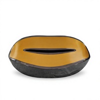 Boîte à mouchoirs ovale en acier inoxydable poli moderne et support, artisanat métallique de luxe pour la maison, le bureau et l'hôtel