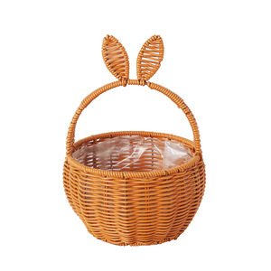 <span class=keywords><strong>Cesta</strong></span> de Mimbre con Orejas de Conejo, <span class=keywords><strong>Cesta</strong></span> de Regalo Tejida con Forro de Plástico para Decoración de Pascua - Product Image 5
