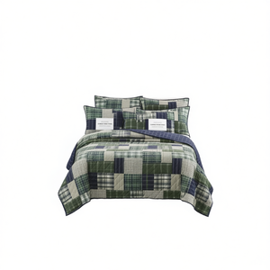Juego de Edredón Reversible Estampado Verde Marino, Tamaño King y Cal King, Ropa de Cama de 3 Piezas para Toda Temporada - Product Image 1
