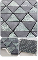 Vente en gros 10mm Moderne Minuscule Art Mosaïque Intérieur Sol Mosaïques Carreaux Vert Foncé Marbre Triangle Motif Mixte Aiguisé Naturel Moderne