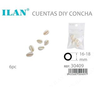 Cuentas de Concha Ilan de 16-18 mm, Color Natural con Borde Dorado, para Manualidades, 6 Piezas - Product Image 3