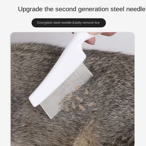 Peigne à dents pour enlever <span class=keywords><strong>les</strong></span> <span class=keywords><strong>puces</strong></span> et <span class=keywords><strong>les</strong></span> poux des chats et des chiens, design flottant, en plastique et acier inoxydable, nettoyeur de poils pour animaux de compagnie, utilisation en salle de bain, tout usage - Product Image 4