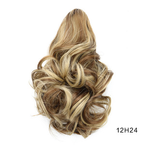 Perruque courte bob style européen et américain pour femme, queue de cheval haute, boucles ondulées, grande perruque à clipser en fibre haute température, disponible en stock - Product Image 2