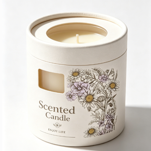 Boîte cadeau cylindrique en carton, tube en papier, impression personnalisée, design sur mesure pour emballage de bougies parfumées et de parfums - Product Image 1
