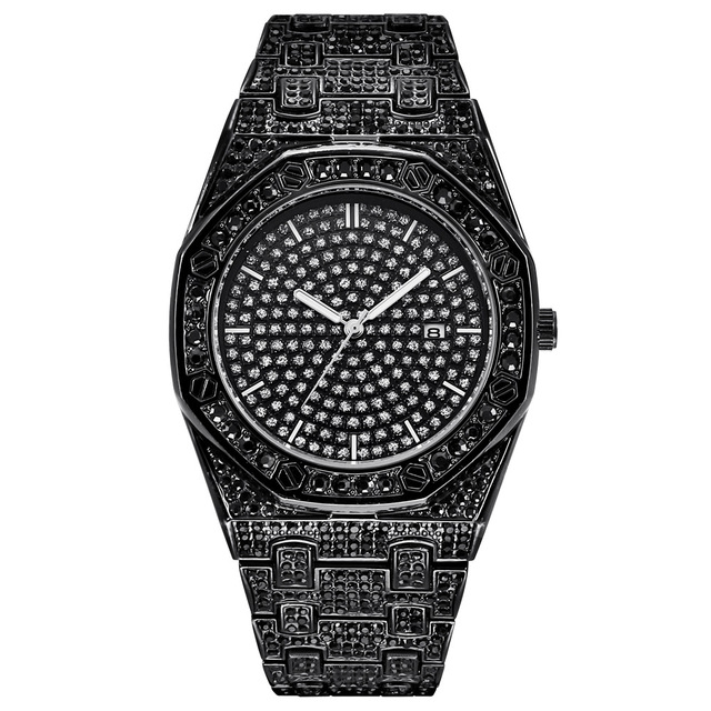 Cheap Price Gift for Men Reloj Para Mujer Full Iced Out Black Watch Men Rhinestone Wristwatch Unique Dropshipping Diamond Watch