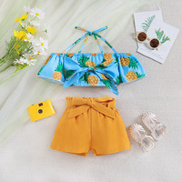 Grosir Stok Pakaian Musim Panas Anak Perempuan Berbagai Gaya Cantik Set Dua Potong Pakaian Pendek Set Pakaian Anak