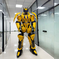 Kostum Maskot Robot Berjalan LED Kuning Unisex Penjualan Langsung Pabrik untuk Festival Cosplay & Iklan Luar Ruangan