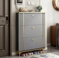 Meuble à chaussures basculant en bois ultra-fin de luxe léger, grande capacité, pour salle à manger et entrée, rangement simple et moderne, gain de place, facile à assembler