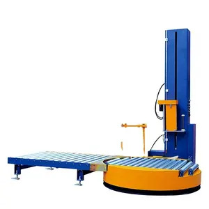 Stretch Film Fully Automatic Pallet Wrapper Packaging Wrapping Machine With Roller Conveyor production Line Cargo