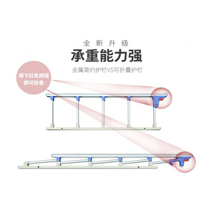 ผู้ผลิตจัดหาราวกันตกสำหรับเตียงผู้สูงอายุ, ราวกันตกแบบพับได้ทำจากอลูมิเนียมอัลลอยสำหรับเตียงโรงพยาบาล และเตียงพยาบาล - Product Image 1