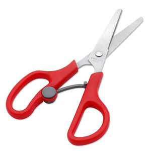 กรรไกรสปริงกึ่งอัตโนมัติ สแตนเลส 5.5 นิ้ว ใบมีดตรง สำหรับนักเรียน งานฝีมือ DIY ปลายมน ปลอดภัย - Product Image 1