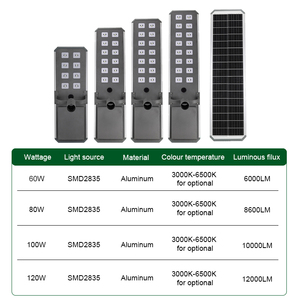 Lampadaire solaire LED SMD2835 pour zones rurales, en aluminium, avec télécommande, pour extérieur - Product Image 2