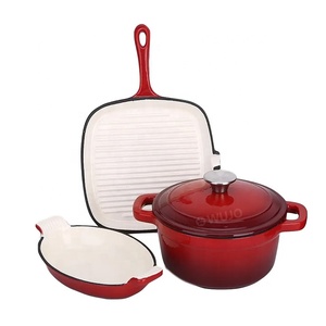 Fabrika doğrudan büyük emaye dökme demir derin Pot ev demir döküm tencere takım - Product Image 6