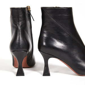 Fabricant de chaussures de mode, design personnalisé, bout carré, talon unique, fermeture éclair latérale sur bottines en cuir PU pour femmes - Product Image 2