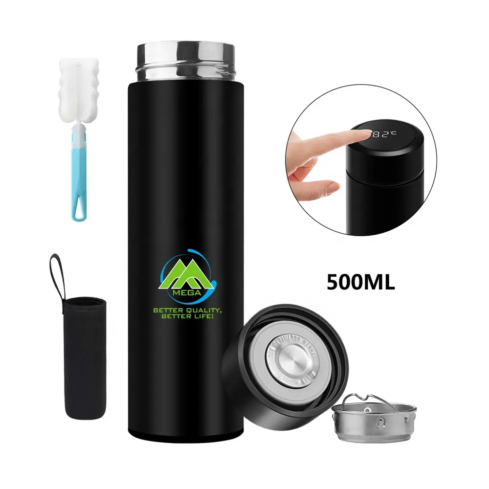 500ML Intelligent Temperature Display Stainless Steel Vacuum Insulated Coffee Thermos With Keep Cold 12H And Warm 24H