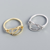 Bagues classiques pour femmes en argent sterling 925 avec pierres précieuses, sertissage à griffes et design géométrique à double cercle pour anniversaire