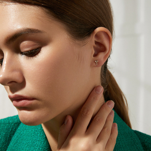 Czcity Phụ Nữ Đồ Trang Sức Cổ Điển Độc Đáo Tuyên Bố Cubic Zirconia Nhỏ Stud 925 Sterling Bạc Bông Tai Cho Phụ Nữ 2024 - Product Image 4