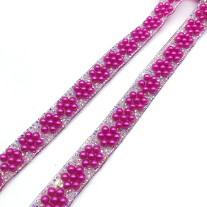 Nuevos diseños 2025 Gel-back Rhinestone Pearl Design Trim en color fucsia para la artesanía de colocación de vestidos - Product Image 1
