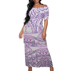 Personnalisé Midi Manches Polynésien Casual Blanc Tribal Femmes Puletasi Samoa Robe Grande Taille Chemise Jupes <span class=keywords><strong>Yukata</strong></span> pour l'été - Product Image 1