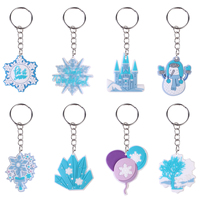 Vente en gros usine Nouvelle mode Porte-clés mousqueton en caoutchouc PVC, forme de flocon de neige, motif dessin animé, étanche, acceptant la personnalisation de la forme et de la couleur