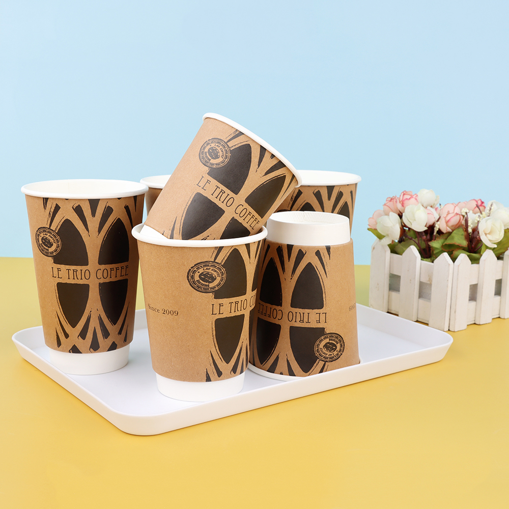 8oz 12oz 14oz 16oz 22oz  Customized Print Logo Biodegradable Coffee Cups Paper For Hot Drink With LidsPopular