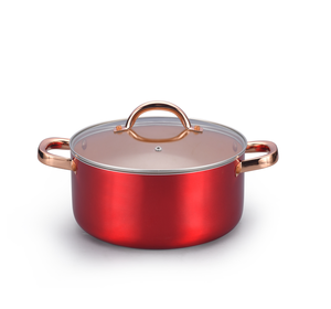 Rivestimento metallico rosso articoli da <span class=keywords><strong>cucina</strong></span> set di utensili da <span class=keywords><strong>cucina</strong></span> antiaderente set di pentole antiaderenti con manico in acciaio inossidabile - Product Image 3