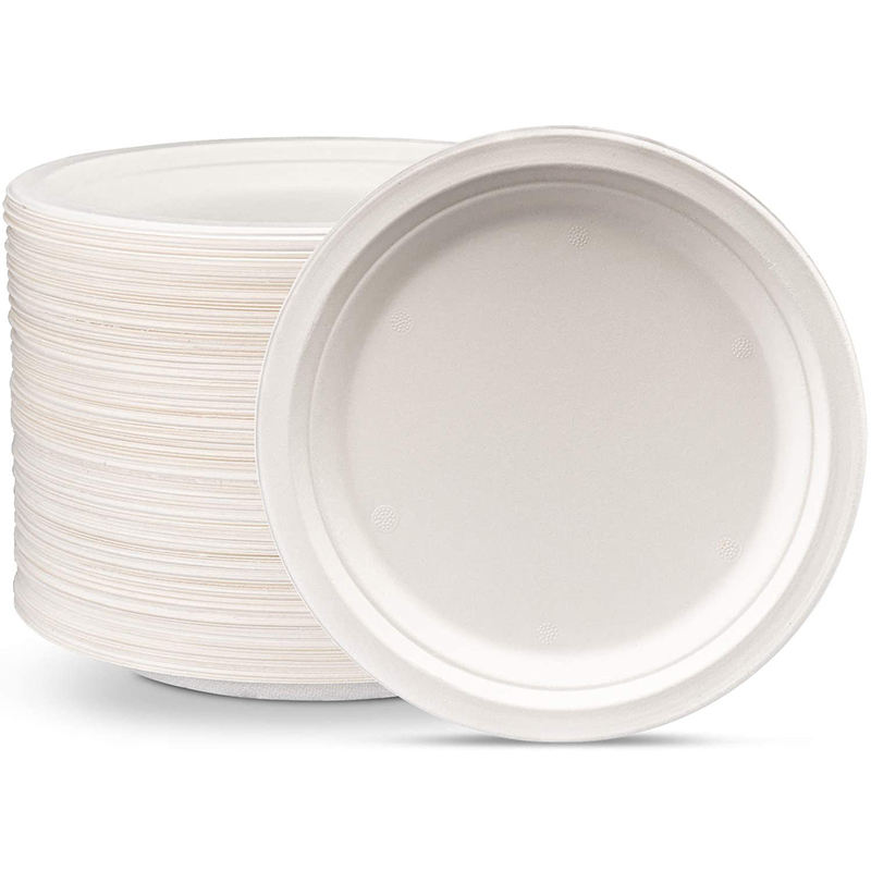 9 inch round disposable tableware sugarcane bagasse pulp paper