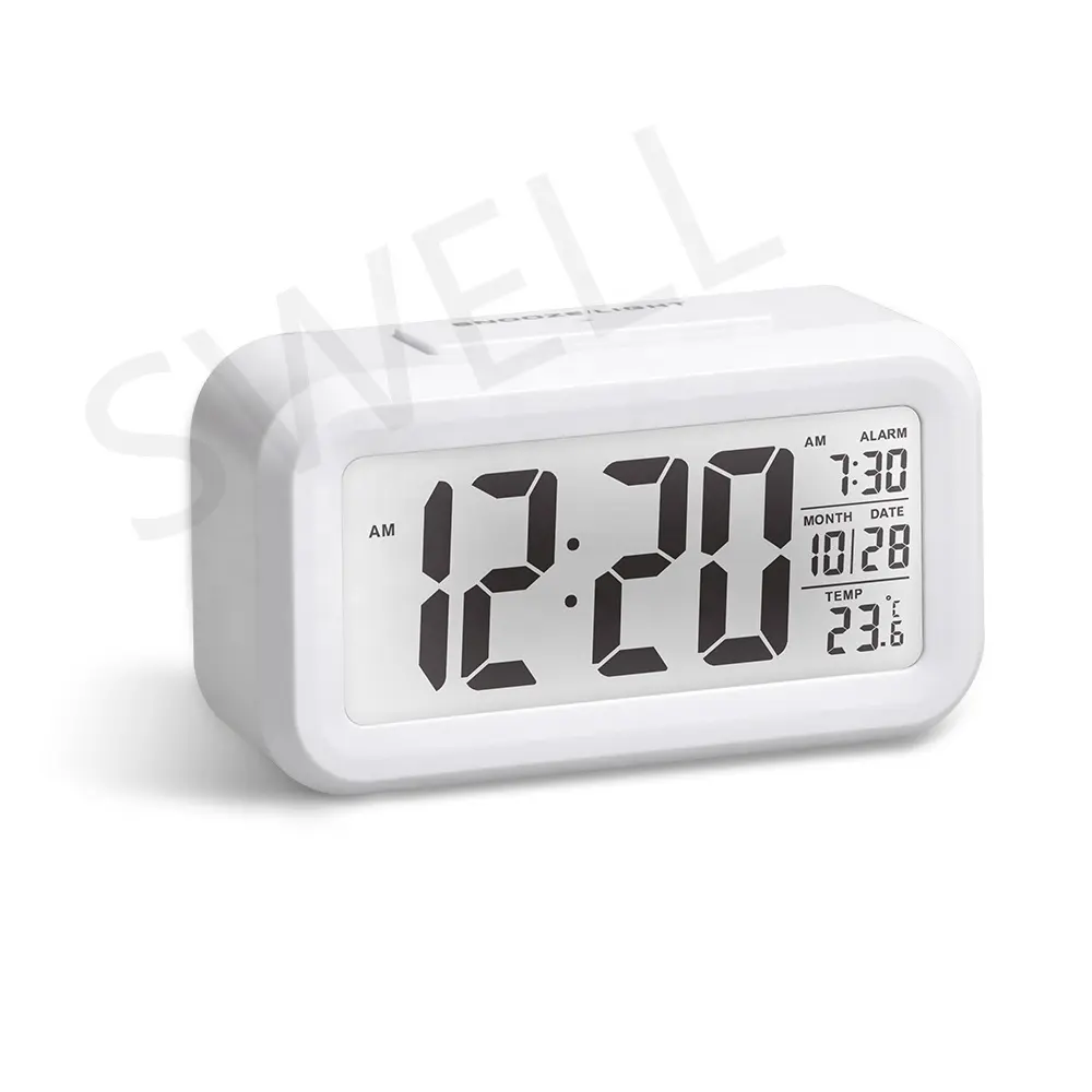 Smart Light Sensor Analog Clock with Digital LCD Display Alarm Digital Clock battery powered