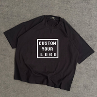 T-shirt basique personnalisé avec logo imprimé, noir et blanc, coupe ample, épaules tombantes, coton premium, manches courtes, streetwear