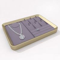 Plateaux de présentation de bijoux en daim amovibles avec coussinets pour anneau collier porte-boucle d'oreille organisateur plateau de bijoux empilable personnalisé