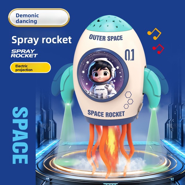 New Dancing Rocket Spray Octopus Electric Sensor Light Music Space Projection Squid Toy Plastic