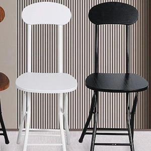 Kursi lipat kayu Solid untuk ruang makan di rumah asrama, bangku latihan logam portabel putih untuk negosiasi luar ruangan praktis tahan lama - Product Image 4