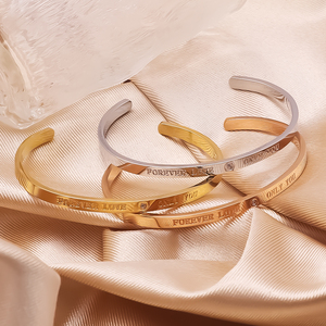 Bracciale Rigido Aperto in Acciaio Inossidabile con Incisione Personalizzata 'Amore Eterno <span class=keywords><strong>Solo</strong></span> Per Te', Regalo Romantico di San Valentino per Coppie - Product Image 5