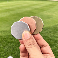 Marqueurs de balle de golf en alliage de zinc de 30 mm, vierges, martelés, à bords forgés à la main, avec gravure laser, sans frais de moule