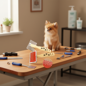 Peine para mascotas Yommy con cerdas rojas y cuchilla metálica para perros y gatos - Product Image 3