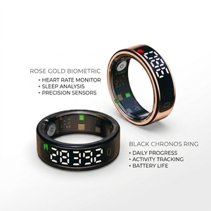 Bague connectée AI 2026 en acier inoxydable avec écran OLED, suivi santé et sommeil, longue autonomie, contrôle gestuel et photo à distance, IP68, pour homme - Product Image 1