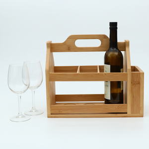 Porte-bouteilles de bière en bois personnalisé, organisateur de 6 bouteilles de boisson, porte-bouteilles portable en bambou pour l'intérieur et l'extérieur - Product Image 2
