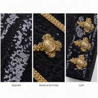 Veste noire à sequins pour homme, costume de scène, manteau formel à tresses dorées, blazer orné à col montant pour performance et soirée