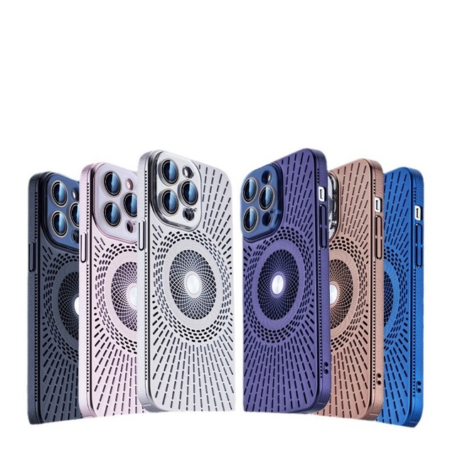 Trending PC Fashion Hollowed Magnetic Heat Dissipation Full Cover Anti-Drop Multi Color Phone case for iPhone 15 16 17 Pro Max