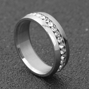 Anillo de Acero Inoxidable para Mujer, 6MM, con Zirconia Incrustada en una Sola Hilera, Joyería para Regalo - Product Image 4