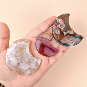 Piedra de Cristal Pulida en Forma de Luna, Colección de Cristales, Ágata, <span class=keywords><strong>Granate</strong></span>, <span class=keywords><strong>Cuarzo</strong></span> Rosa para Decoración, Venta Caliente - Product Image 3