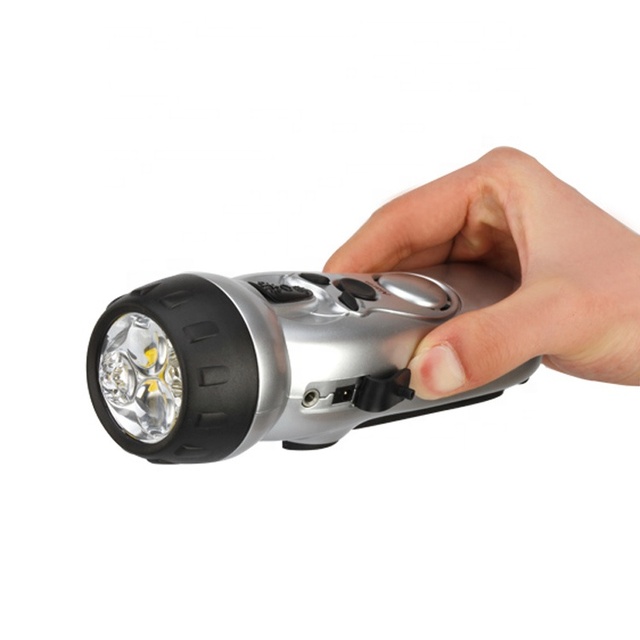 Portable Emergency Self-powered Hand Crank Flashlight dynamo FM Radio
