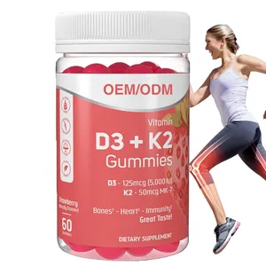 OEM Organic Vitamin D3 K2 Gummies Vitamin D3 Vitamin K2 Vegan Supplements Promueve Healthy Muscle Multivitamin Gummies