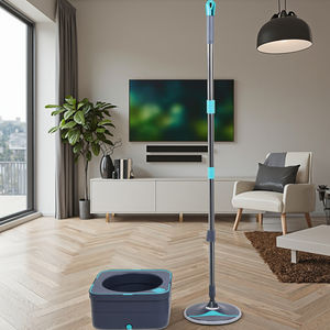 Serpillière rectangulaire <span class=keywords><strong>en</strong></span> acier avec poignée télescopique pivotante Design carré Spin Cleaner et seau - Product Image 1